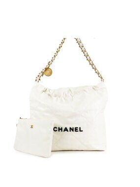 Chanel 22 Small White Gold Calfskin Shoulder Bag